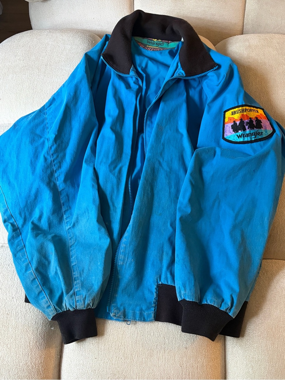 Wrangler Bright Blue Puffer Jacket with Black Trim